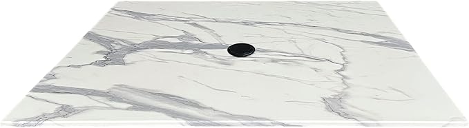 Holland Bar Stool Co. 32" x 32" White Marble, Indoor/Outdoor All-Season EuroSlim Table Top with Umbrella Hole