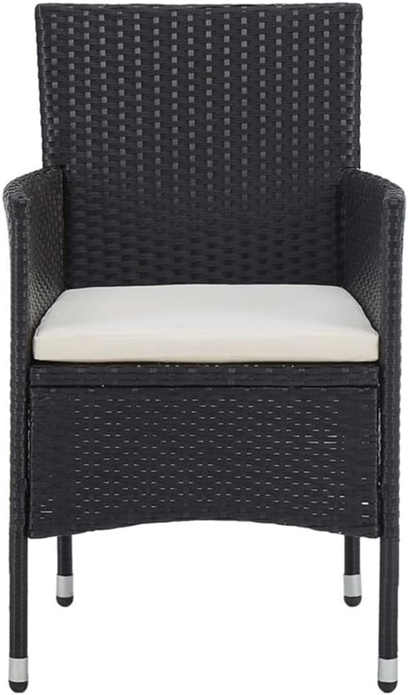 Afuera Living 5-Piece Synthetic Poly Rattan Patio Dining Set, Black and Brown Finish, Powder-Coated Steel Frame, Removable Cushions, Weather-Resistant, Contemporary Style for Outdoor Garden or