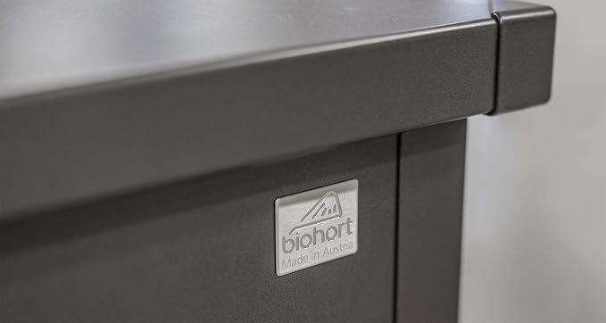 Biohort LeisureTime Metallic Dark Gray Deck Box - 51 Gallon Metal Outdoor Storage, Locking, Waterproof, for Tools, Cushions, Pool & Package Chest, Soft Close Size: 18in x 40in x 25in | 39.7 L x 18 W x 24 H, Durable Outdoor Storage, Locking, Waterproof,...