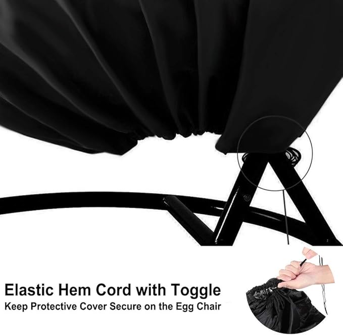 【Upgraded】Patio Egg Chair Covers with Zipper, Wicker Egg Swing Chair Covers, Waterproof Heavy Duty Weather Resisatnt Outdoor Chair Cover, Windproof Hanging Chair Cover, 75" x 45", Black, 1 Pack