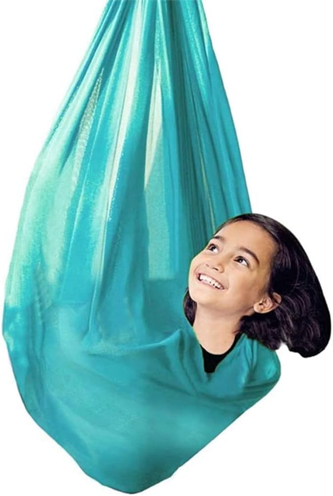 Sensory Swing for adults kids Indoor outdoor Therapy Swing Calming Snuggle Hammock durable soft strong fabric swing Great for Sensory Integration stimulation ( Color : Lake blue , Size : 1.5M x 2.8M )