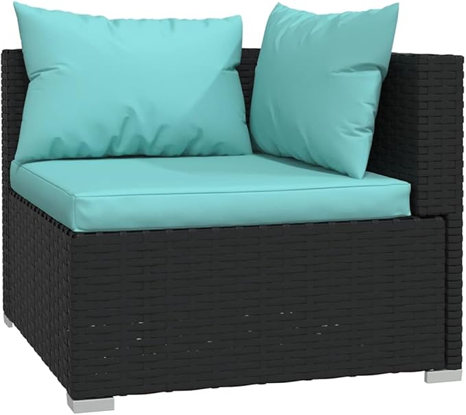 4 Piece Patio Lounge Set with Cushions, Outdoor Sofa Sets Patio Conversation Set Outdoor Dining Sets Porch Furniture Set for Negotiation Area Piazza Garden Exhibition Poly Rattan Black