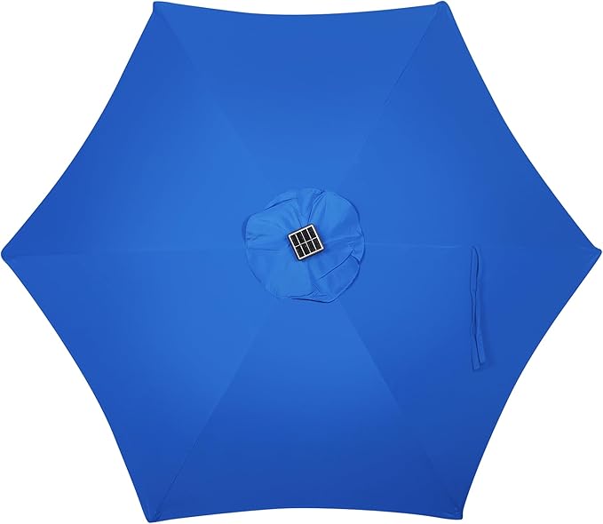 Blissun 7.5 ft Solar Umbrella, 18 LED Lighted Patio Umbrella, Table Market Umbrella