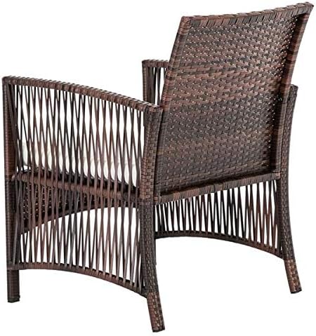 HopeHope 4pcs Patio Conversation Set Guest Chair Outdoor Garden Lawn Pool Rattan Sofa Wicker Furniture Set Coffee Table Bistro Sets Tempered Glass Table