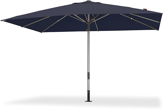PURPLE LEAF Commercial Grade 10 x 13 FT Heavy Duty Rectangle Market Umbrella Semi Auto Open All Weather Wind Resistant Reinforced Aluminum Frame Outdoor Patio Umbrella for Restaurant Hotel Resort Cafe Poolside Business Use Navy Blue