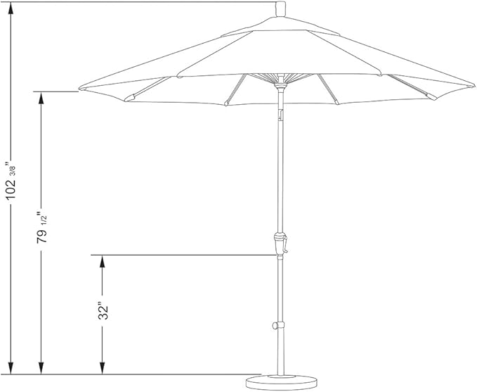 California Umbrella 9' Round Aluminum Market Umbrella, Crank Lift, Auto Tilt, Bronze Pole, Sunbrella Spectrum Cilantro