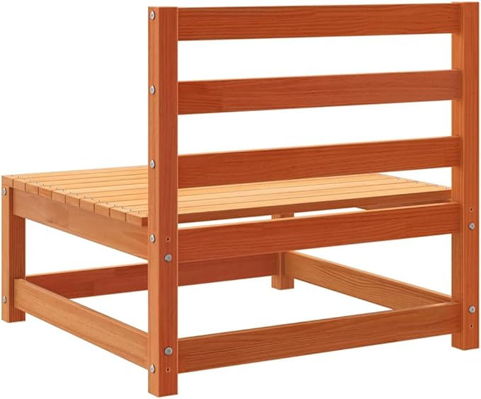 Rustic Outdoor Sectional Sofa Set Brown Solid Pine Wood 27.6" x 27.6" x 26.4" Modular Patio Couch Weatherproof Small Balcony Loveseat for Garden, Terrace, Backyard