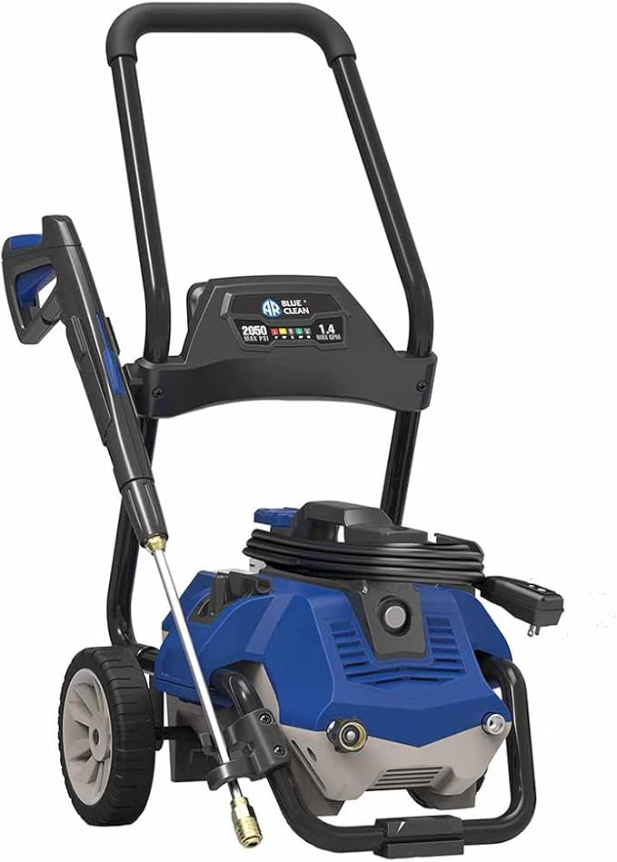 AR Blue Clean AR2N1 Electric Pressure Washer-2050 PSI, 1.4 GPM, 13 Amps Quick Connect Accessories, 2 in 1 Detachable Cart, On Board Storage, Portable Pressure Washer, High Pressure, Car, Patio