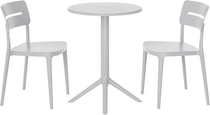 WestinTrends Playa 3-Piece Outdoor Resin Patio Bistro Set with Stackable Patio Dining Chairs, Gray