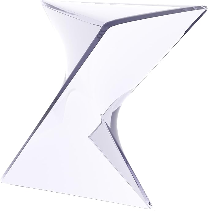 LeisureMod 15.75" Clear Stackable Plastic Side Table - Weather-Resistant Triangular Accent Table for Living Room, Patio, or Backyard