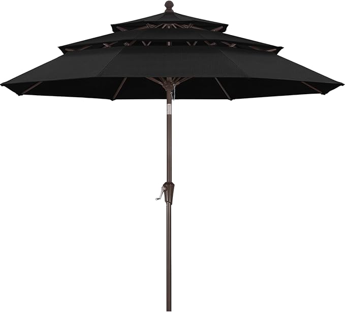 ABCCANOPY 5-Year 10-Year No Fading 9FT 3 Tiers Patio Umbrella, Outdoor Table Umbrella with 8 Sturdy Ribs for Deck, Backyard, Garden, Yard