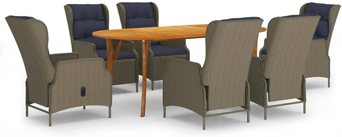 7 Piece Patio Dining Set, Patio Conversation Set Porch Furniture Set Front Porch Furniture Outdoor Sofa Sets for Garden Exhibition Negotiation Area Piazza Brown
