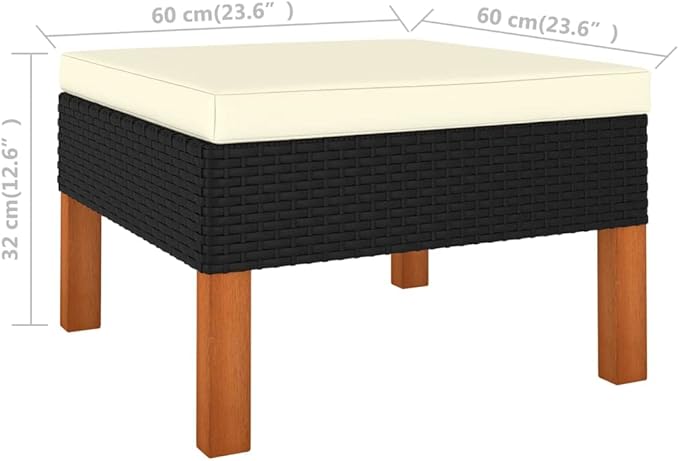 8 Piece Patio Lounge Set,Patio Sofa,Outdoor Daybed,Outdoor Couch,Patio Seating,Patio Conversation Sets,Outdoor Furniture Sets,for Backyard,Garden,Deck, Poly Rattan and Eucalyptus Wood Black