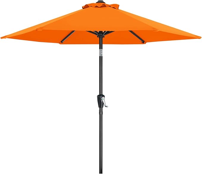 MASTERCANOPY 7.5FT Patio Umbrella with Push Button Tilt and Crank, Outdoor Market Umbrella with 6 Sturdy Ribs, UV Protection & Waterproof for Garden, Deck, Backyard, Pool (Orange)