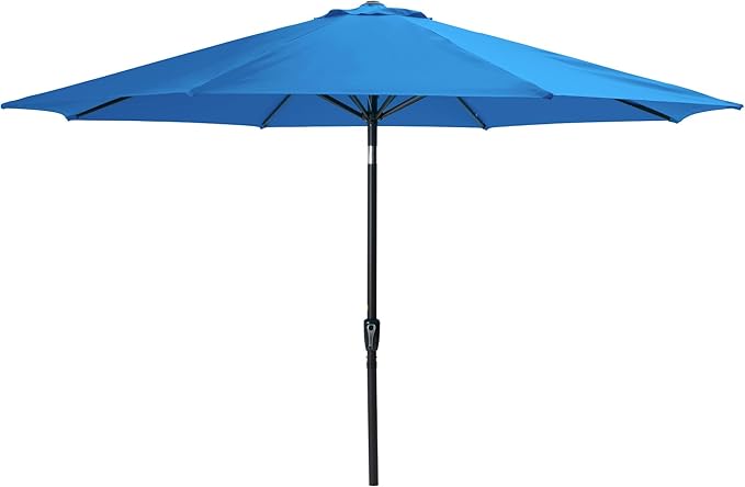 Kiss the Water Outdoor Patio Umbrella, Patio Umbrella with Push Button Tilt/Crank, Outdoor Umbrella with 8 Sturdy Ribs, Large Umbrella for Backyard, Pool, Deck, Market