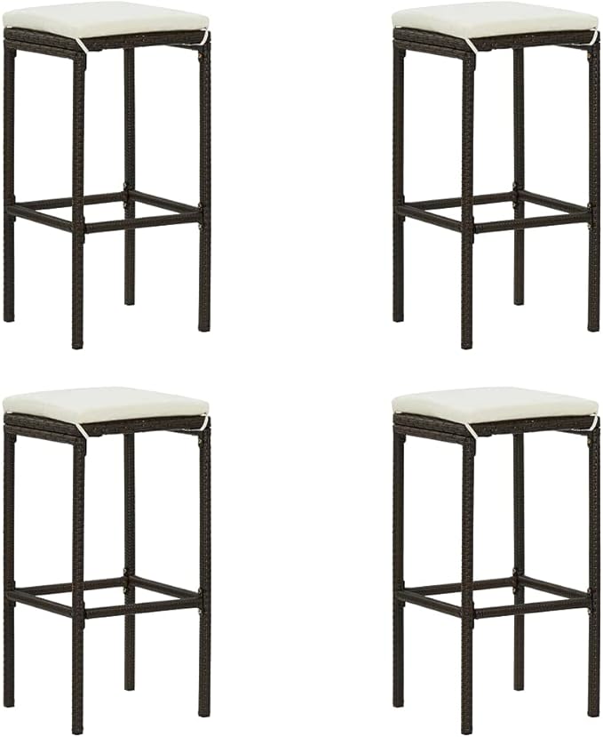 Patio Bar Set with Cushions,Garden Table and Chairs Sets,Garden Conversation Sets, Outdoor Patio Furniture,for Patio,Backyard,Garden,5 Piece Poly Rattan Brown