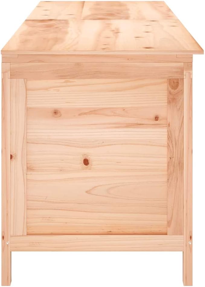 Large Outdoor Storage Box for Garden and Patio, Natural Solid Fir Wood Rustic Style Organizer with Ventilated Slatted Bottom and Moisture-Resistant Construction, Ample