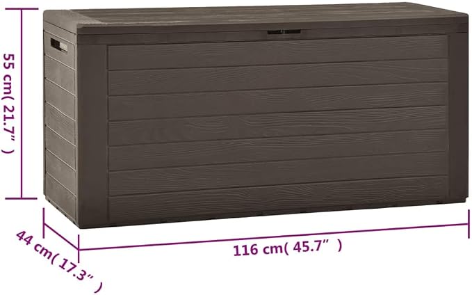outdoor storage cabinet,keter deck box,patio storage boxes outdoor waterproof,Patio Storage Box Brown 45.7"x17.3"x21.7"Designed for Courtyard Travel
