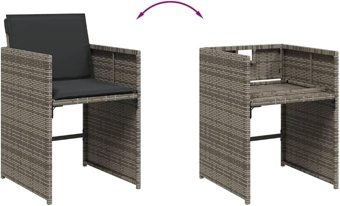 13 Piece Patio Dining Set with Cushions, Space-Saving Rattan Garden Table and Chairs for Backyard Deck, Gray