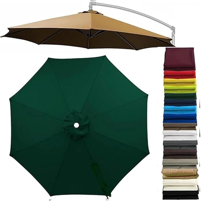Patio Cantilever Umbrella Replacement Canopy Round 8ft/10ft 8Ribs,Replacement Parasol Canopy Cover with Fade Resistant for Market Table Backyard Garden