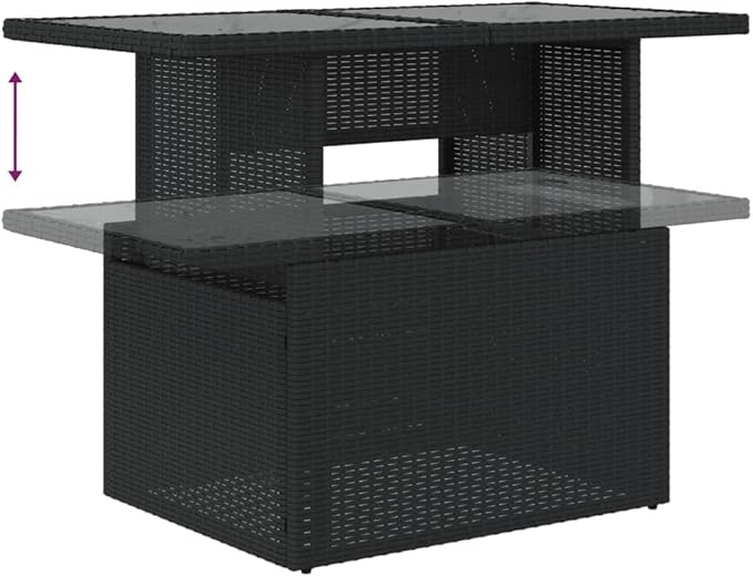 6-Piece Patio Furniture Set, 39.4" L Outdoor Sectional Sofa with Cushions, Black Poly Rattan Patio Conversation Set for Garden, Balcony, Deck and Backyard Seating Up to 6
