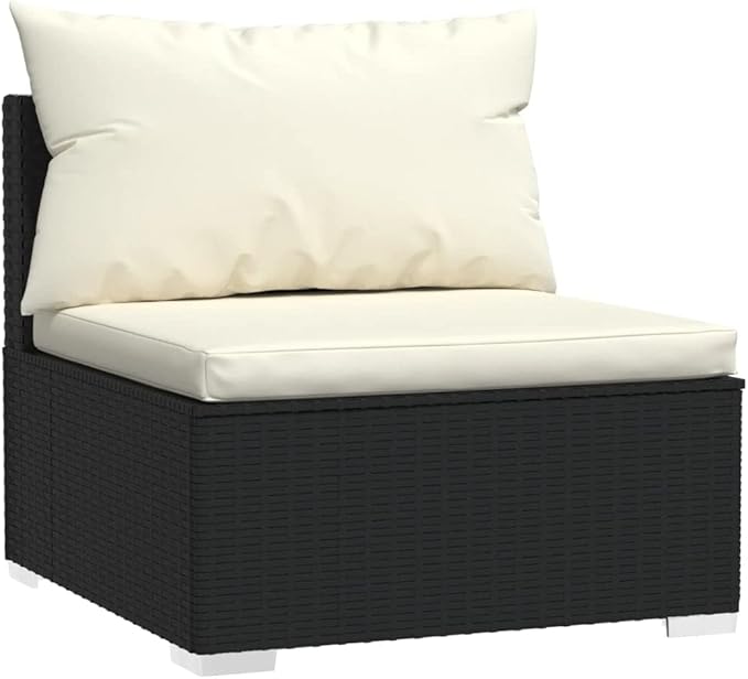 8 Piece Garden Lounge Set,Outdoor Furniture Set Outdoor Garden Conversation Set for Patios Gardens Backyard Courtyard with Cushions Black Poly Rattan