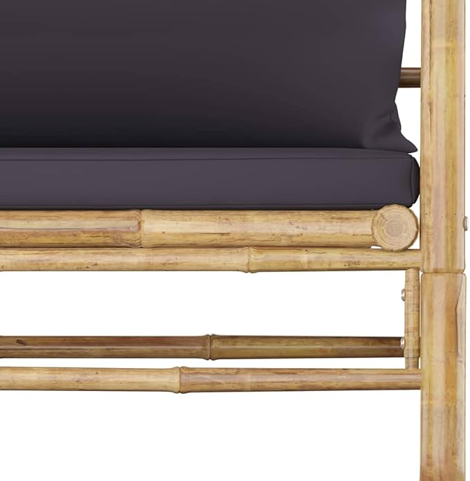 Patio Furniture Sets,Outdoor loveseat,Patio Conversation Sets,5 Piece Patio Lounge Set with Dark Gray Cushions BambooSuitable for Patio, Garden, Gazebo Low