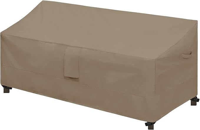 Easy-Going Waterproof Patio Sofa Cover UV Resistant 3 Seater Outdoor Sofa Cover Weatherproof Lawn Patio Furniture Cover with Tape Sealed Seam (76Wx32.5Dx33H inch, Camel)