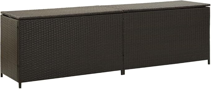 Patio Storage Box Poly Rattan 78.7"x19.6"x23.6" Brown Patio Garden Outdoor Storage Container, Furniture Deck box (Weight:40.57 lbs)