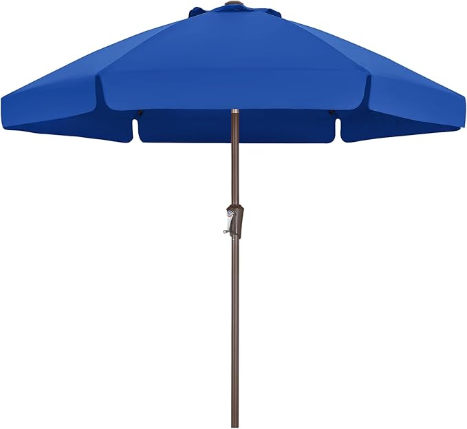 ABCCANOPY 7.5ft Scalloped Patio Umbrella, Outdoor Table Umbrella with Tilt and Crank, Fiberglass Ribs Deck Umbrella for Patio, Pool, Garden, Picnic (Blue)