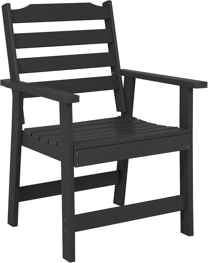 FUNBERRY Outdoor Dining Chair, HDPE All Weather Patio Chair for Outside | Wood-Grain, HDPE All Weather, No Rot or Rust or Crack, UV Fade Shield, 330LBS Weight Capacity, Easy-Clean for Outside