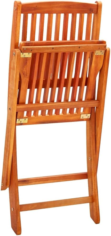 Outdoor Dining Set Brown Round Solid Eucalyptus Wood 23.6 x 23.6 x 29.5 in Foldable 2 Chairs 1 Table Bistro Patio Furniture for Balcony Garden Backyard