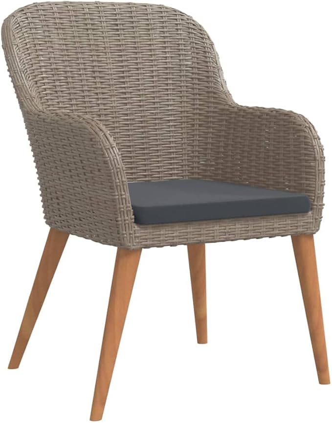 5 Piece Patio Dining Set, Brown PE Rattan Wicker Outdoor Dining Table and Chairs with Cushions, Glass Top Bistro Table and 4 Armchairs for Garden, Backyard and Deck