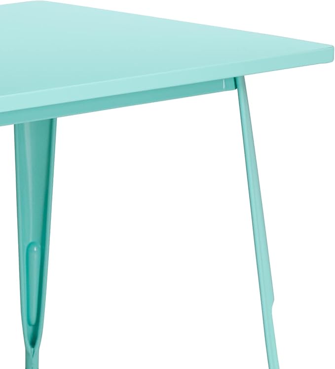 Flash Furniture Charis Commercial Grade 31.5" x 63" Rectangular Mint Green Metal Indoor-Outdoor Table