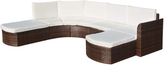 Patio Lounge Set with Cushions,Patio Furniture Sets,Patio Conversation Sets,Outdoor Furniture Sets,for Garden,Backyard,Outdoor,4 Piece Poly Rattan Brown