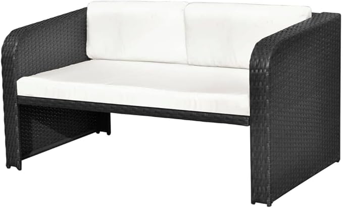 Patio Lounge Set with Cushions,Outdoor Patio Furniture,Conversation Furniture,Patio Furniture Sets,for Terrace,Garden,Backyard,4 Piece Black Poly Rattan