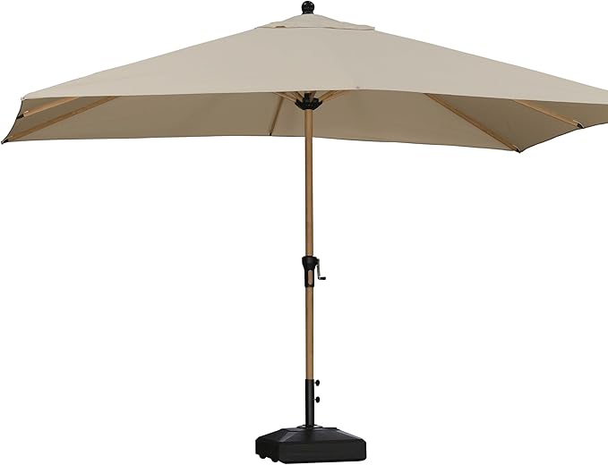 PURPLE LEAF 9' x 12' Patio Umbrella Outdoor Table Umbrella Rectangular Aluminum Market Umbrella with 8 Sturdy Ribs & Crank Outdoor Umbrellas for Garden Deck Patio, Beige