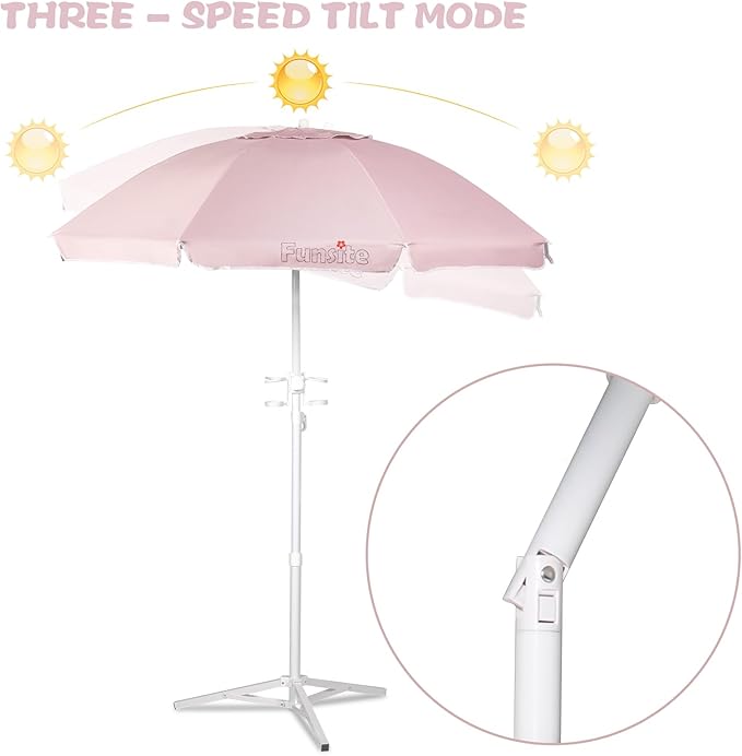6.5ft Portable Beach Umbrellas for Sand Beach UV 50+ Umbrella with Tilt & Steel Pole, Protection with Heavy Duty Anchor, Patio Umbrella with Carry Bag
