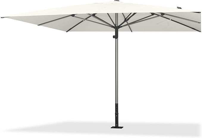 PURPLE LEAF 11 X 11 FT Commercial Square Patio Market Table Sun Umbrella Heavy Duty Semi-Auto Open Reinforced Aluminum Frame for Hotel Restaurant Cafe Poolside Outdoor Dining Garden Business Use White
