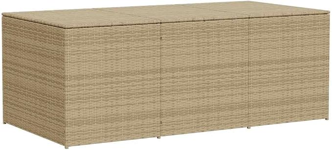 Garden Storage Box Mix Beige PE Rattan Outdoor Deck Box 984L Extra Large Capacity for Patio Furniture Cushions Pillows and Blankets, Powder-Coated Steel Frame 70.9 x 35.4 x 27.6 in.