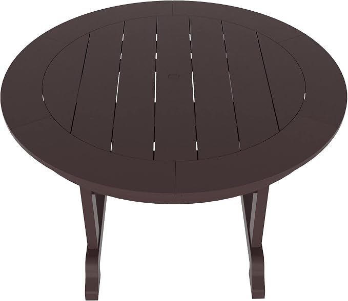 HDPE Laguna 47" Round Dining Table,Dark Brown