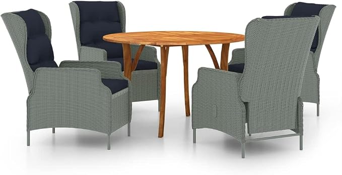 5 Piece Patio Dining Set,Outdoor Dining Set,Outdoor Furniture Sets,Patio Table and Chairs,Patio Coffee Table,Patio Furniture Set,Outdoor Patio Chairs,Modern Set,Front Porch Furniture, Light Gray