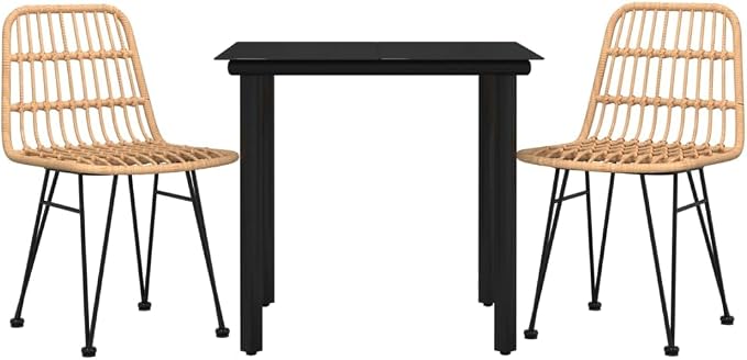 3 pcs Patio Dining Set & Outdoor Patio Furniture Set Black PE Rattan Outdoor sectional Furniture Patio Conversation Set for Front Porch Lawn Backyard 31.5 x 31.5 x 29.1 in