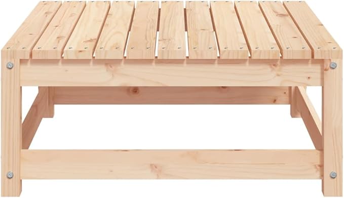 Outdoor Ottoman Square 27.6 in Solid Pine Wood Footstool Patio Sectional Furniture Natural Finish Modular Small Couch Set for Garden Balcony Living Room