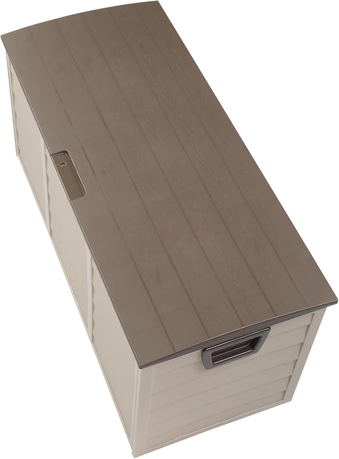 Large Outdoor Storage Box for Garden Tools, Cushions, Toys and Patio Accessories – Weather Resistant Plastic Deck Chest with Lockable Lid