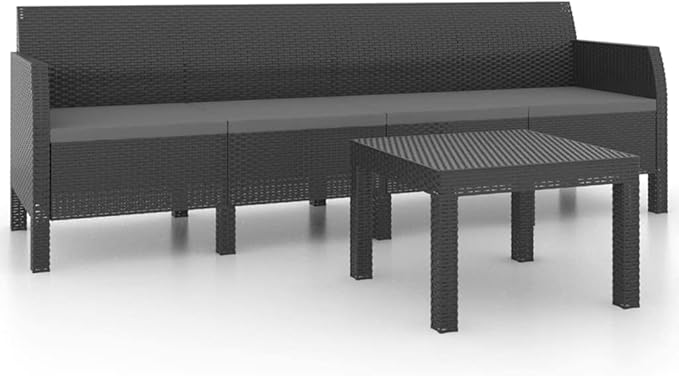 Backyard Furniture Patio Conversation Sets Outdoor Seating 2 Piece Patio Lounge Set with Cushions PP Rattan Anthracite Suitable for Swimming Pool, Courtyard, Garden