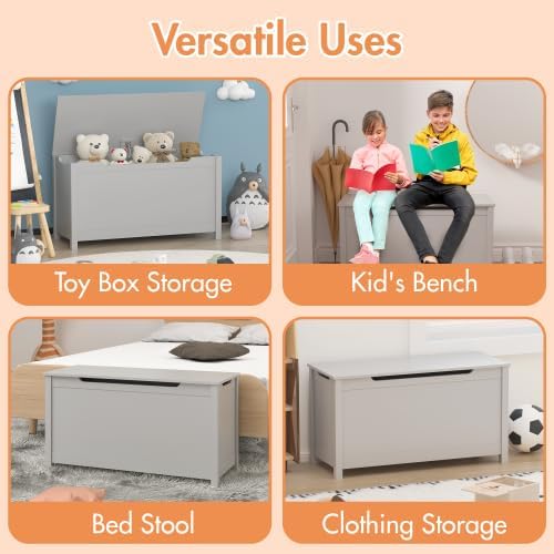 LICOME 30 Gallon Outdoor Storage Deck Box - Weather Resistant, Easy Assembly (Gray-Storage-Box)