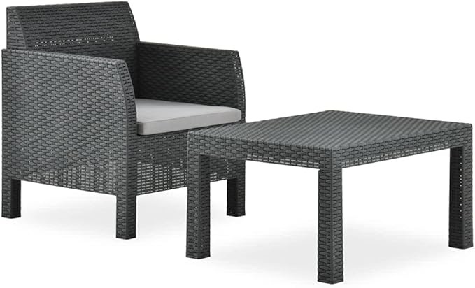 2 Piece Patio Lounge Set,Patio Furniture Set,Garden Conversation Bistro Sets for Yard,Pool or Backyard,with Cushion PP Anthracite(Easy to Assemble)