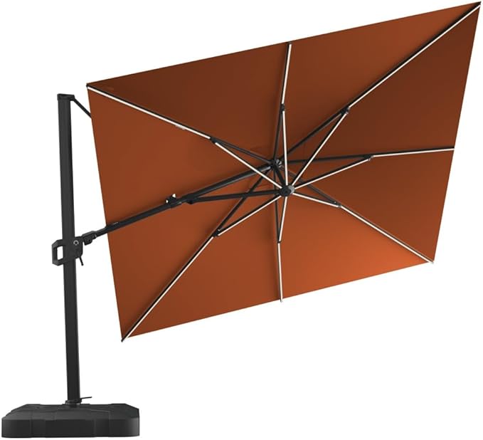 Midtown Umbrellas 9x9 Ft Outdoor Cantilever Patio Umbrella w/Sunbrella Spectrum Carbon Fabric - Tilt 360° Rotate Offset Patio Umbrella, Deck Patio Umbrella, Backyard Umbrella & Garden Umbrella - Black Frame