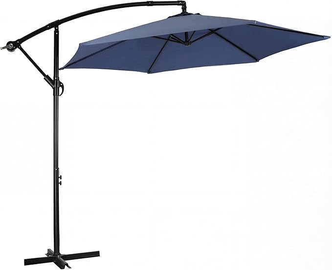 VOWNER Offset Patio Umbrella, Cantilever Outdoor Umbrellas with Easy Tilt Adjustment, UV Protection Sun Shade with Smooth Crank for Poolside, Garden, Backyard